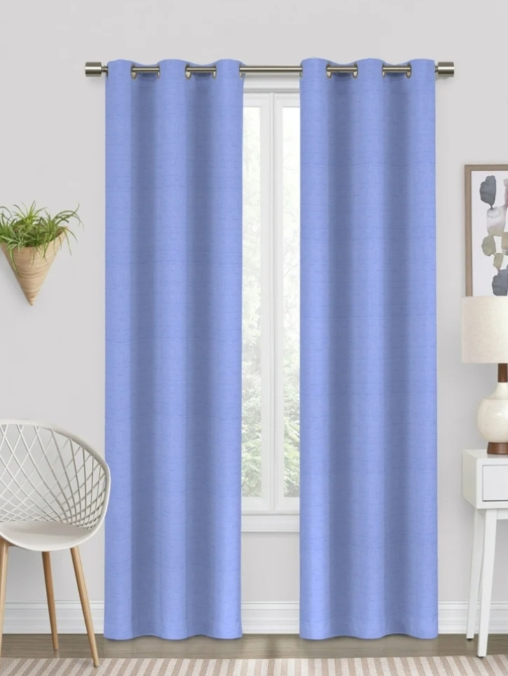Eclipse Dayton Solid Periwinkle Blackout Grommet Curtain, 42"x84", 2 Panels